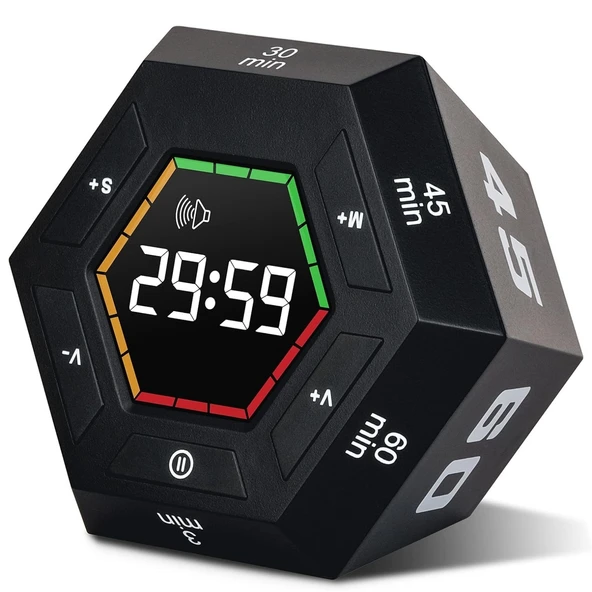HyMark Altıgen Dijital Geri Sayım Zamanlayıcı LED Ekranlı Görsel Zaman Kontrol Mutfak Ders Mıknatıslı ürün görseli 1