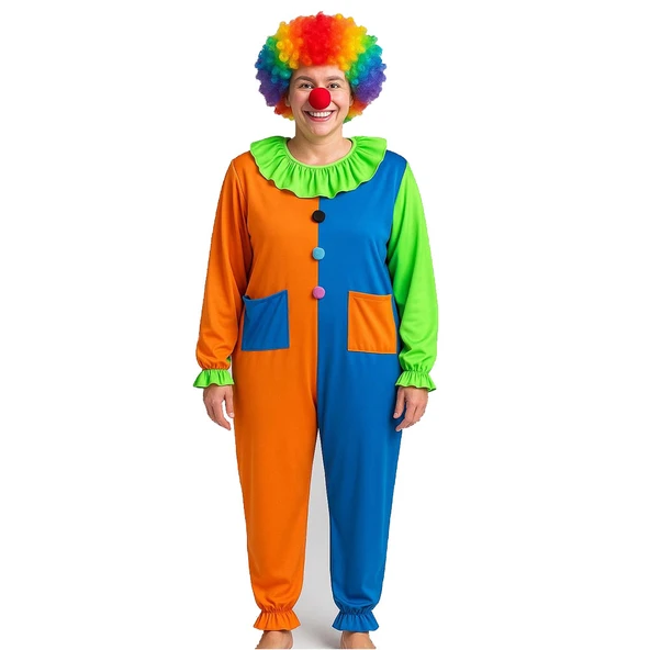 Palyaço Kostüm Seti 150 Cm Peruk + Burun + Kostüm ürün görseli