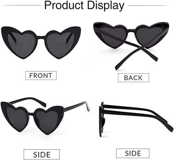 Siyah Renk Kalp Şekilli Parti Gözlüğü - Resim 3