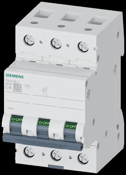 Siemens - 3P 16A 6kA C Serisi Trifaze Anahtarlı Otomatik Sigorta 5SL6316-7YA ürün görseli