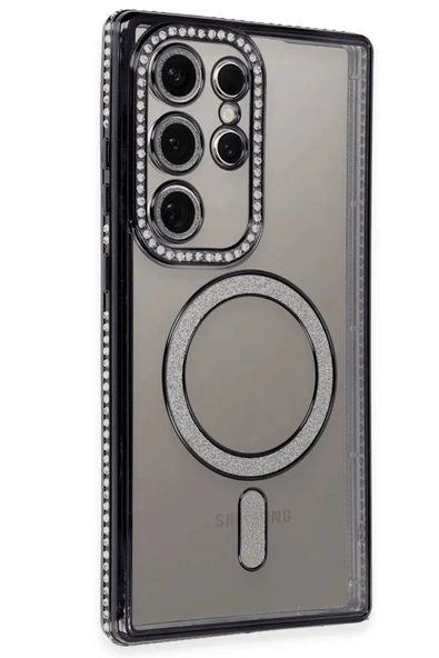 Samsung Galaxy S24 Ultra Kılıf Joke Simli Magneticsafe Kılıf - Siyah ürün görseli 1