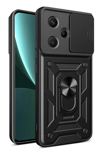 Xiaomi Redmi Note 13 Pro Plus Kılıf Pars Lens Yüzüklü Silikon - Siyah ürün görseli 1