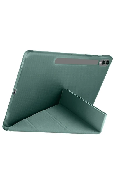 Samsung Galaxy X610 Tab S9 FE Plus 12.4 Kılıf Kalemlikli Mars Tablet Kılıfı - Koyu Yeşil - Resim 3