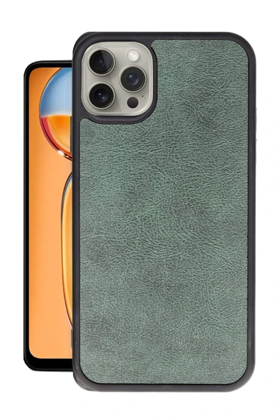 iPhone 15 Pro Kılıf Aras Deri Kapak - Koyu Yeşil ürün görseli 1
