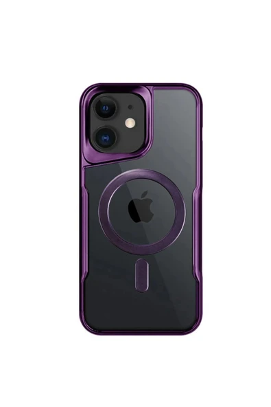 iPhone 12 Kılıf Boyi Magsafe Silikon Kapak - Derin Mor ürün görseli 1