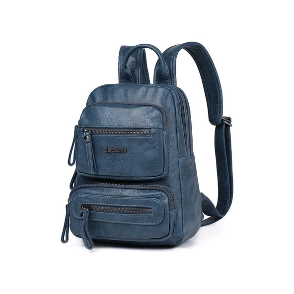 Mini Boy Yıkama Deri Kadın Sırt Çantası 21-K Barcelona 1929 - Resim 3