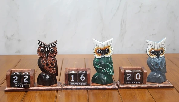 Ahşap Baykuş Takvim  Büyük Boy ürün görseli 1