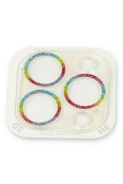 iPhone 13 Pro Shine Kamera Lens Koruma Cam - Rainbow - Resim 2