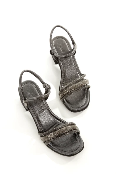 MİA100-Tpk-1119  RAHAT TAŞLI ABİYE  Günlük-Düğün-Eğlence-Tatil  PLATİN Topuklu Ayakkabı - Resim 3