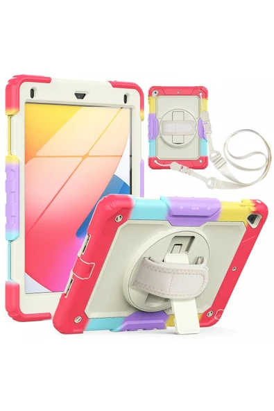 iPad 5 Air 9.7 Kılıf Tablet Rainbow Kapak - Kırmızı ürün görseli 1