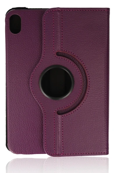 iPad Mini 6 Kılıf 360 Tablet Deri Kılıf - Mürdüm - Resim 2