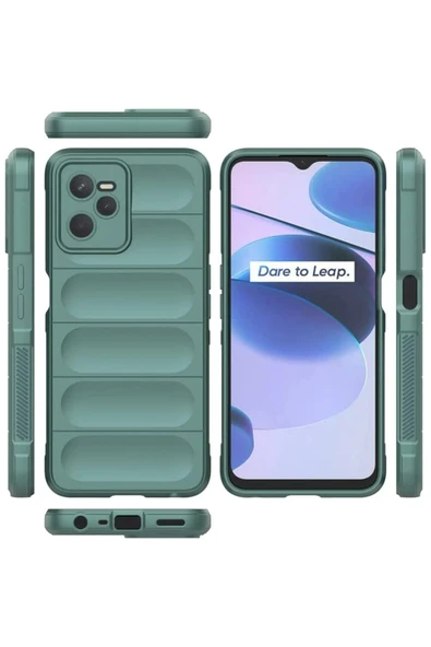 Realme C35 Kılıf Optimum Silikon - Koyu Yeşil - 3