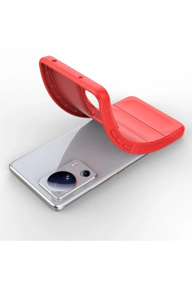 Xiaomi Mi 13 Lite Kılıf Optimum Silikon - Kırmızı - 4