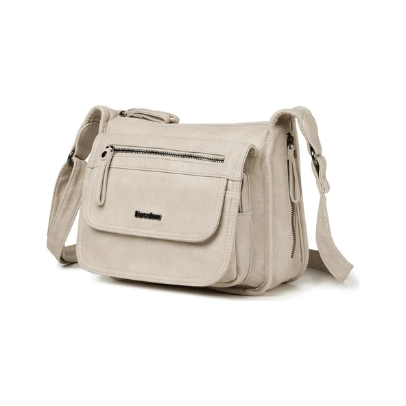 Yıkama Deri Postacı Askılı Kadın Çantası 21-K Barcelona 1934 - Resim 3