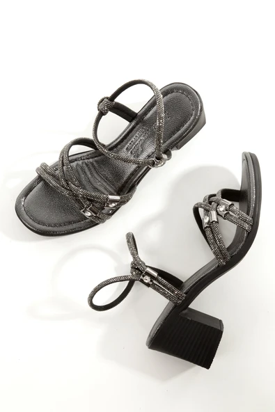 MİA100-Tpk-1117  RAHAT TAŞLI ABİYE  Günlük-Düğün-Eğlence-Tatil PLATİN Topuklu Ayakkabı - Resim 4