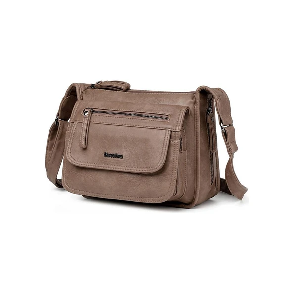 Yıkama Deri Postacı Askılı Kadın Çantası 21-K Barcelona 1934 - Resim 3