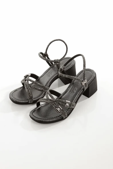 MİA100-Tpk-1117  RAHAT TAŞLI ABİYE  Günlük-Düğün-Eğlence-Tatil PLATİN Topuklu Ayakkabı - Resim 3