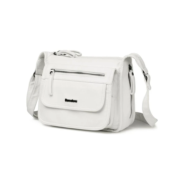 Yıkama Deri Postacı Askılı Kadın Çantası 21-K Barcelona 1934 - Resim 3