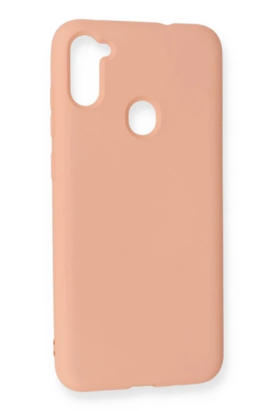 Samsung Galaxy A11 Kılıf Nano içi Kadife Silikon - Pudra - 2