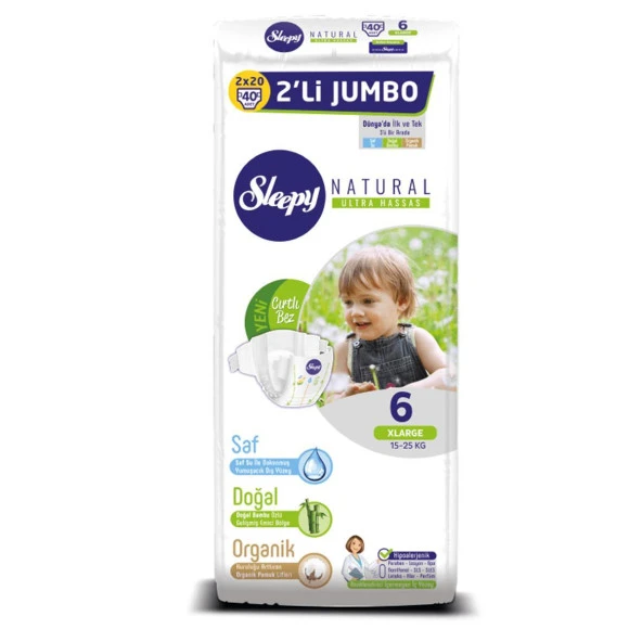 Sleepy Natural Bebek Bezi 2Li Jumbo 6 Beden 15-25 Kg 40 Adet - 3