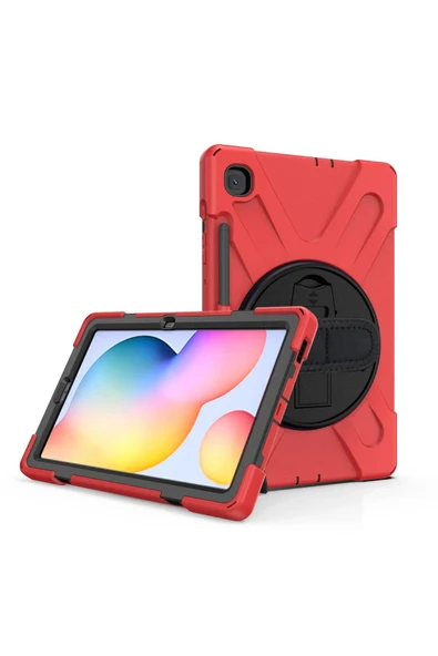 Samsung Galaxy P610 Tab S6 Lite 10.4 Kılıf Amazing Tablet Kapak - Kırmızı - Resim 4