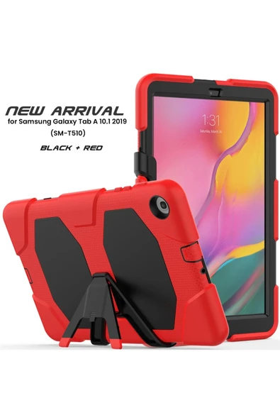 Samsung Galaxy T510 Tab A 10.1 Kılıf Griffin Tablet Kapak - Kırmızı - Resim 2