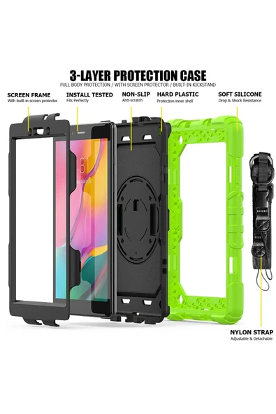 Samsung Galaxy T290 Tab A 8 Kılıf Pars Tablet Kapak - Yeşil - Resim 4