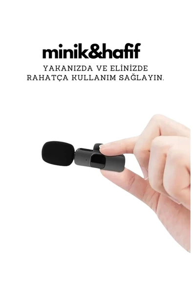 Type-c Çiftli Kablosuz Yaka Mikrofon Seti Telefon Vlog Canlı Yayın Tiktok Youtube Uyumlu - Resim 2