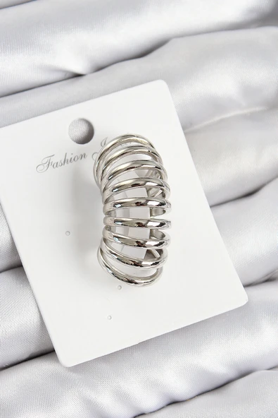 Pirinç Yay Model Gümüş Renk Sağ Kıkırdak Küpe - TJ-BKP10993 ürün görseli