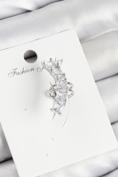 Pirinç Zirkon Taşlı Model Gümüş Renk Sağ Kıkırdak Küpe - TJ-BKP10999 ürün görseli