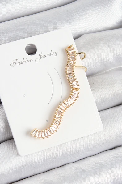 Pirinç Su Yolu Model Gold Renk Sağ Kıkırdak Küpe - TJ-BKP10985 - 1