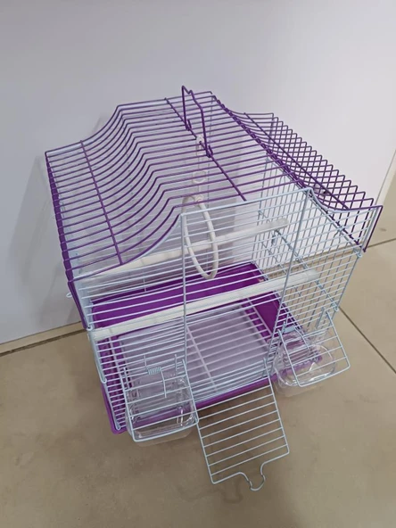 Qh Pet Kuş Kafesi 30x23x39 cm Mor  H89102-R Kanarya Muhabbet Kuşu için - 3