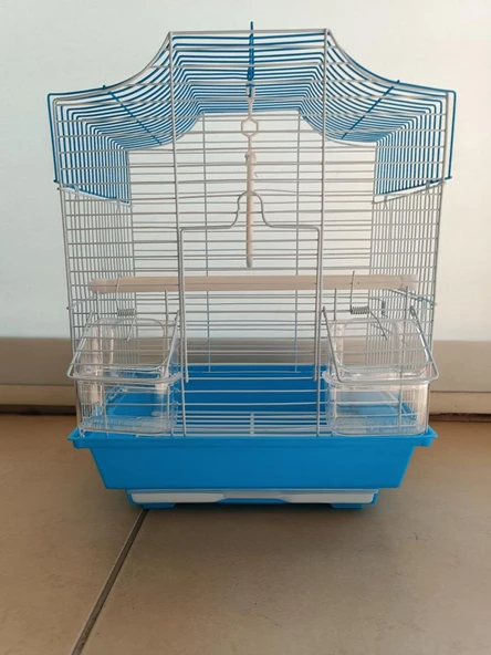 Qh Pet Kuş Kafesi 30x23x39 cm Mavi  H89102-R Kanarya Muhabbet Kuşu için - Resim 3