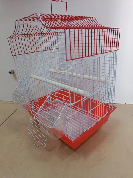 Qh Pet Kuş Kafesi 30x23x39 cm Kırmızı  H89102-R Kanarya Muhabbet Kuşu için - 4