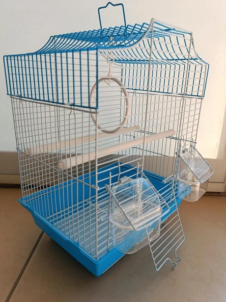Qh Pet Kuş Kafesi 30x23x39 cm Mavi  H89102-R Kanarya Muhabbet Kuşu için - Resim 5