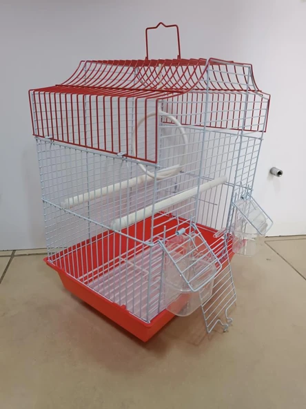 Qh Pet Kuş Kafesi 30x23x39 cm Kırmızı  H89102-R Kanarya Muhabbet Kuşu için - 5