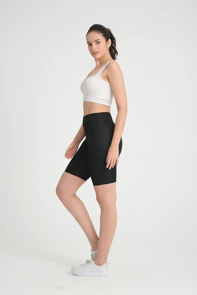 Vogsign Kadın Dalgıç Kumaş Toparlayıcı Yüksek Bel Şort Tayt 222 - 4