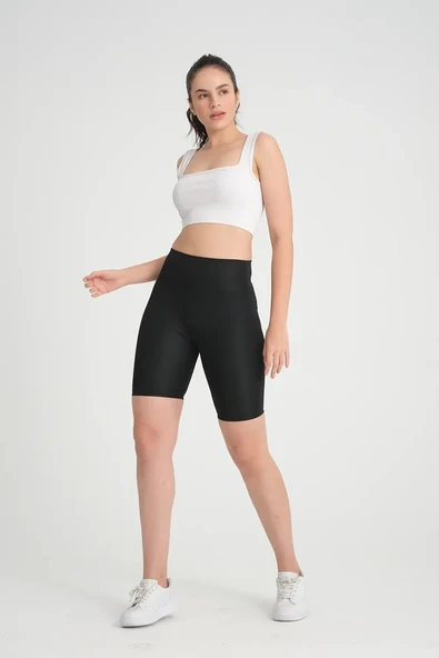 Vogsign Kadın Dalgıç Kumaş Toparlayıcı Yüksek Bel Şort Tayt 222 - 5