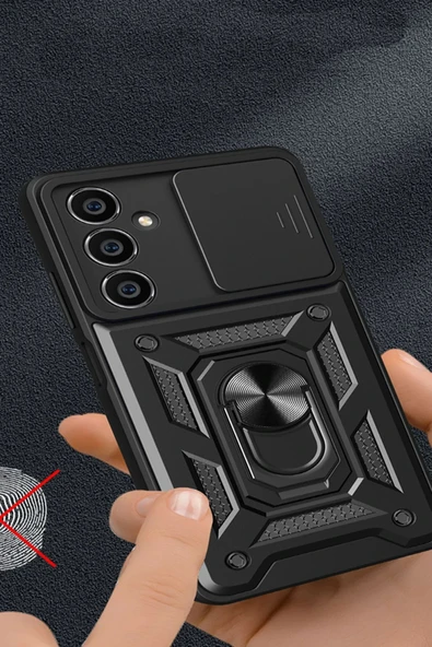 Samsung Galaxy A05S Kılıf Pars Lens Yüzüklü Silikon - Kırmızı - 3