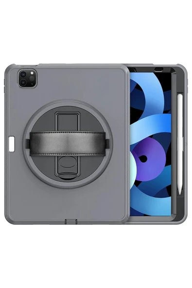 iPad Pro 11 (2018) Kılıf Hand Strap Tablet Kılıfı - Gri - 3
