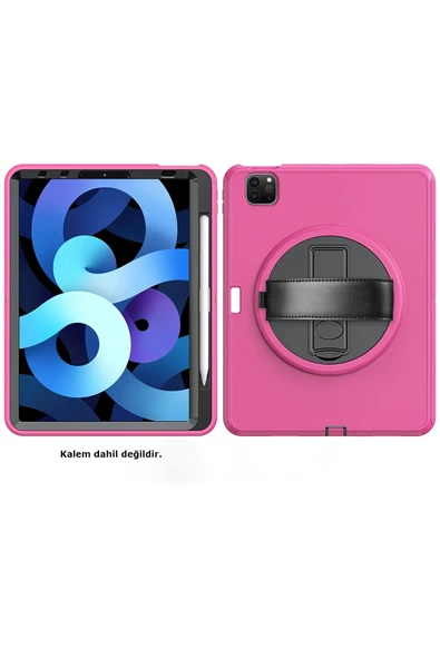 iPad Pro 11 (2018) Kılıf Hand Strap Tablet Kılıfı - Pembe - Resim 2