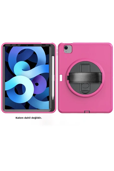 iPad 2022 10.9 (10.nesil) Kılıf Hand Strap Tablet Kılıfı - Pembe - Resim 2