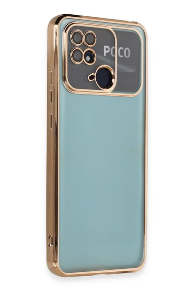 Xiaomi Redmi 10C Kılıf Lensli Silikon - Gold - 1