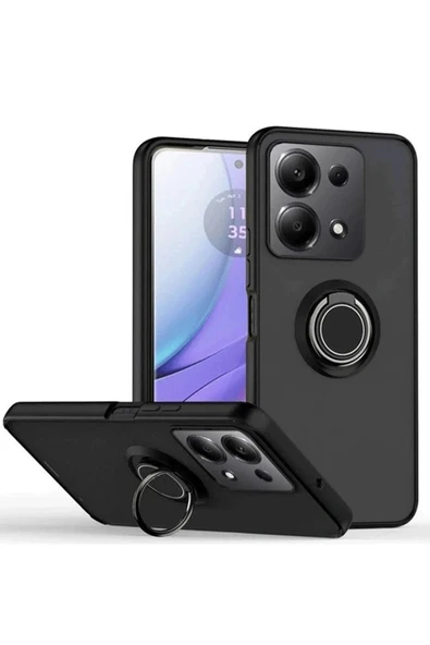 Xiaomi Redmi Note 13 Pro 5G Kılıf Montreal Yüzüklü Silikon Kapak - Siyah