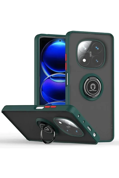 Xiaomi Redmi Note 14 Pro Plus Kılıf Montreal Yüzüklü Silikon Kapak - Yeşil - 1