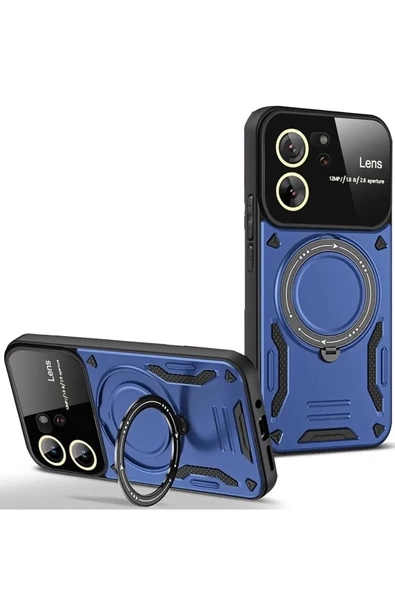 Xiaomi Mi 13T Pro Kılıf Joy Lens Standlı Kapak - Lacivert