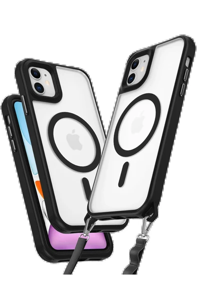 iPhone 12 Kılıf Enka Magsafe Silikon Kılıf - Siyah