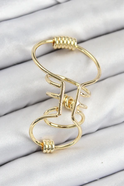 Pirinç Halkalı Model Gold Renk Kıkırdak Küpe - TJ-BKP11060 ürün görseli