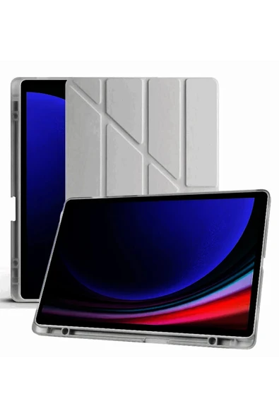 Samsung Galaxy X610 Tab S9 FE Plus 12.4 Kılıf Kalemlikli Mars Tablet Kılıfı - Koyu Gri - Resim 2