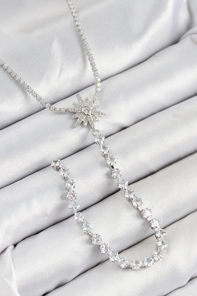 Pirinç Zirkon Taşlı Kutup Yıldızı Model Gold Renk Y Kolye - TJ-BKO10449 ürün görseli